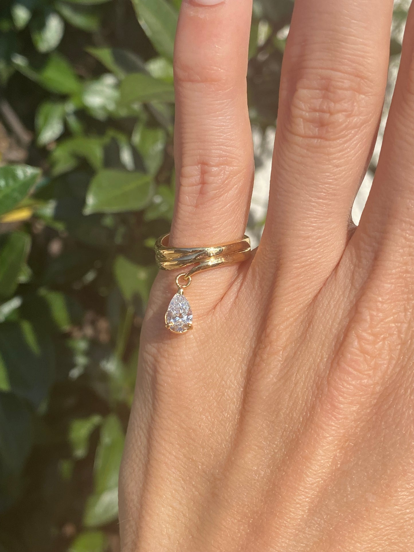 Baby : 14k dancing pear diamond pinky ring