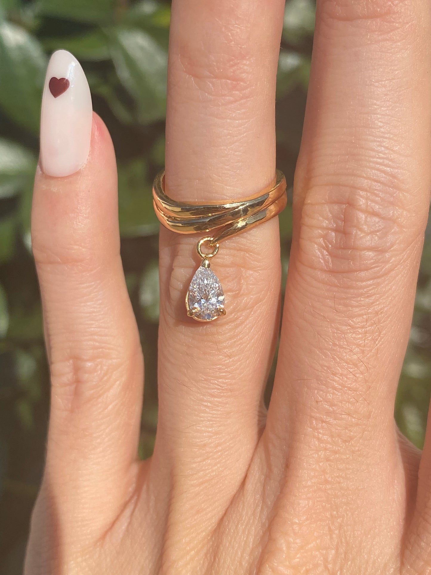 Baby : 14k dancing pear diamond pinky ring