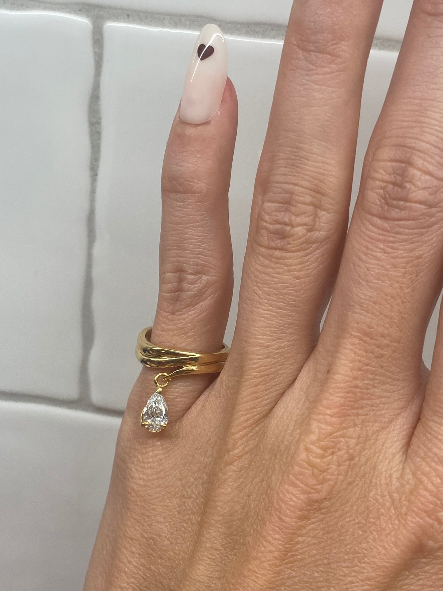 Baby : 14k dancing pear diamond pinky ring