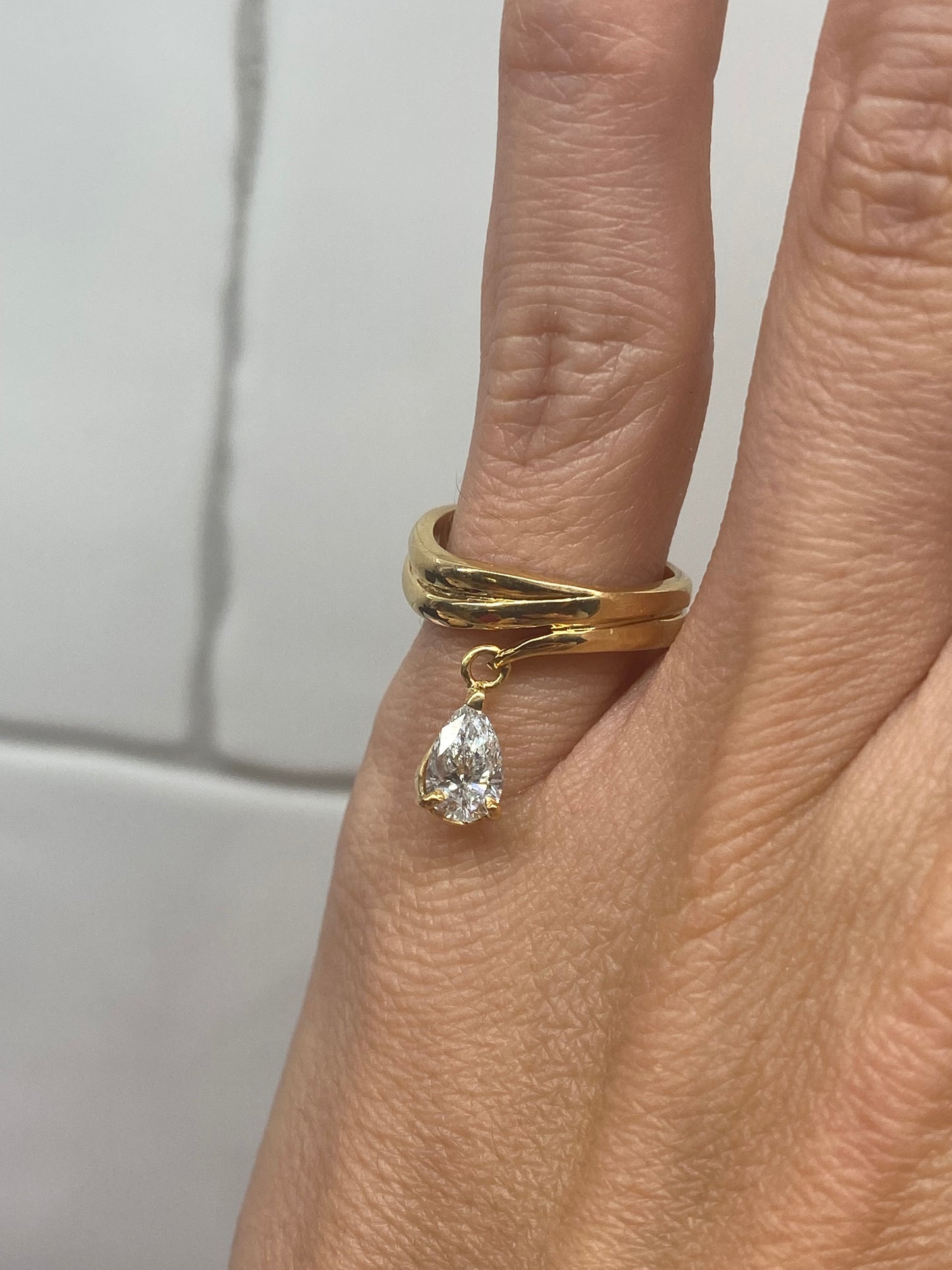 Baby : 14k dancing pear diamond pinky ring
