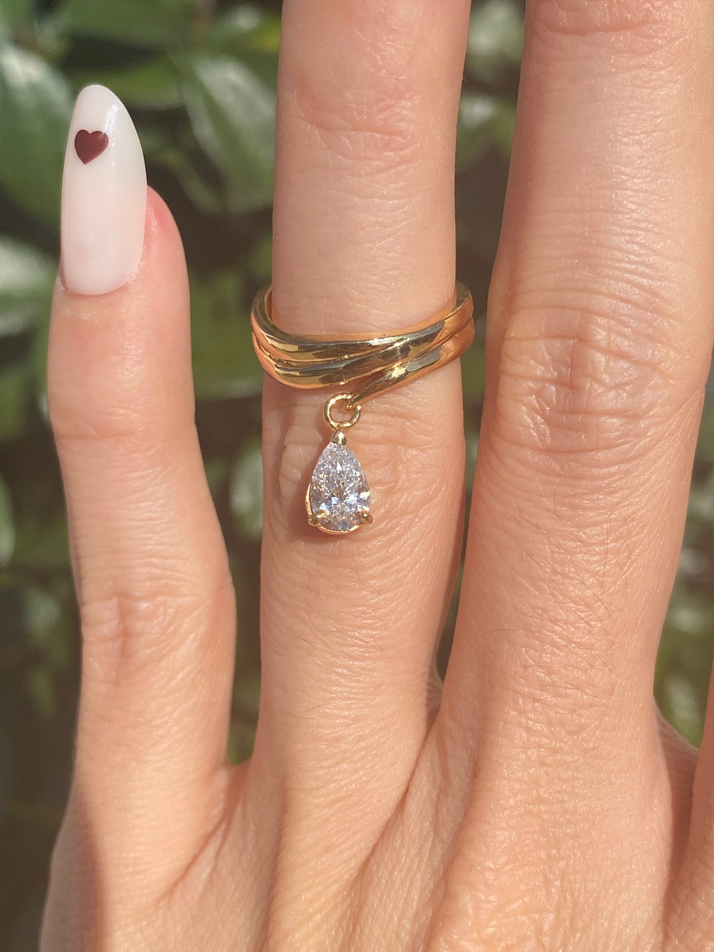 Baby : 14k dancing pear diamond pinky ring