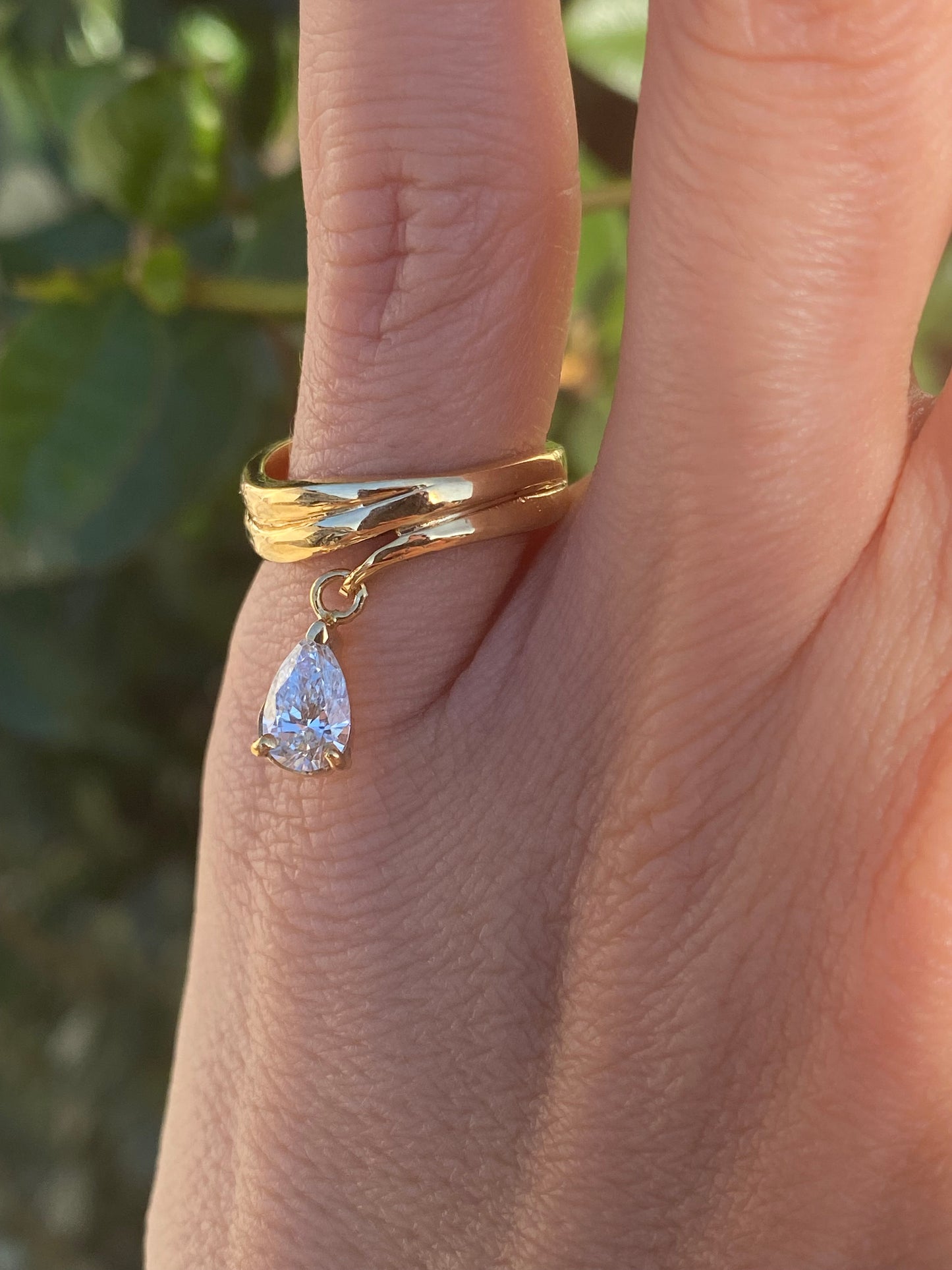 Baby : 14k dancing pear diamond pinky ring